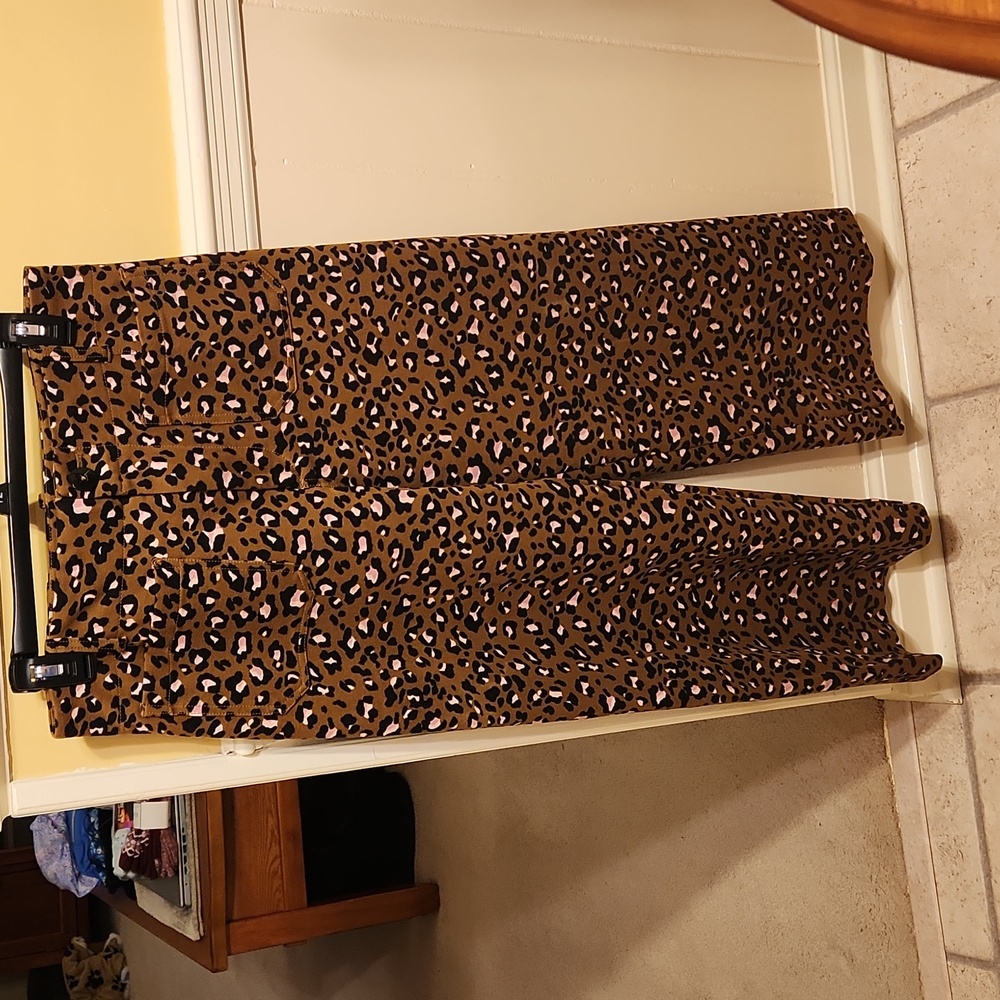Maeve by Anthropologie "Colette" Leopard-Print Cropped Wide Leg Pants Size 30/10